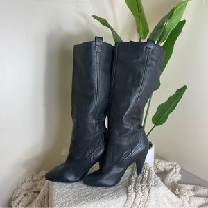 Jessica Simpson Black Leather Heeled Boots - Size 9.5 - Never Worn